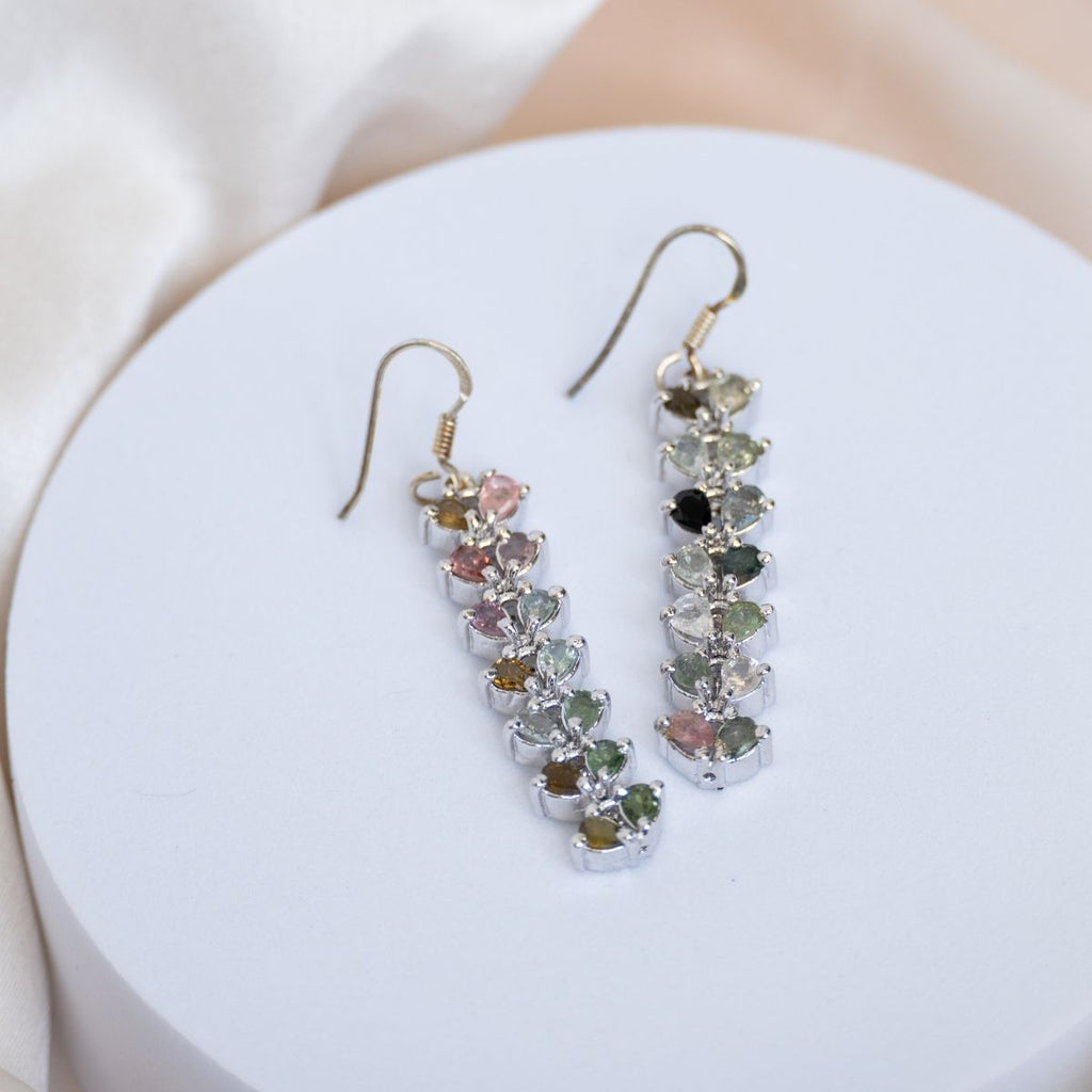 Multicoloured Tourmaline statement drop earrings