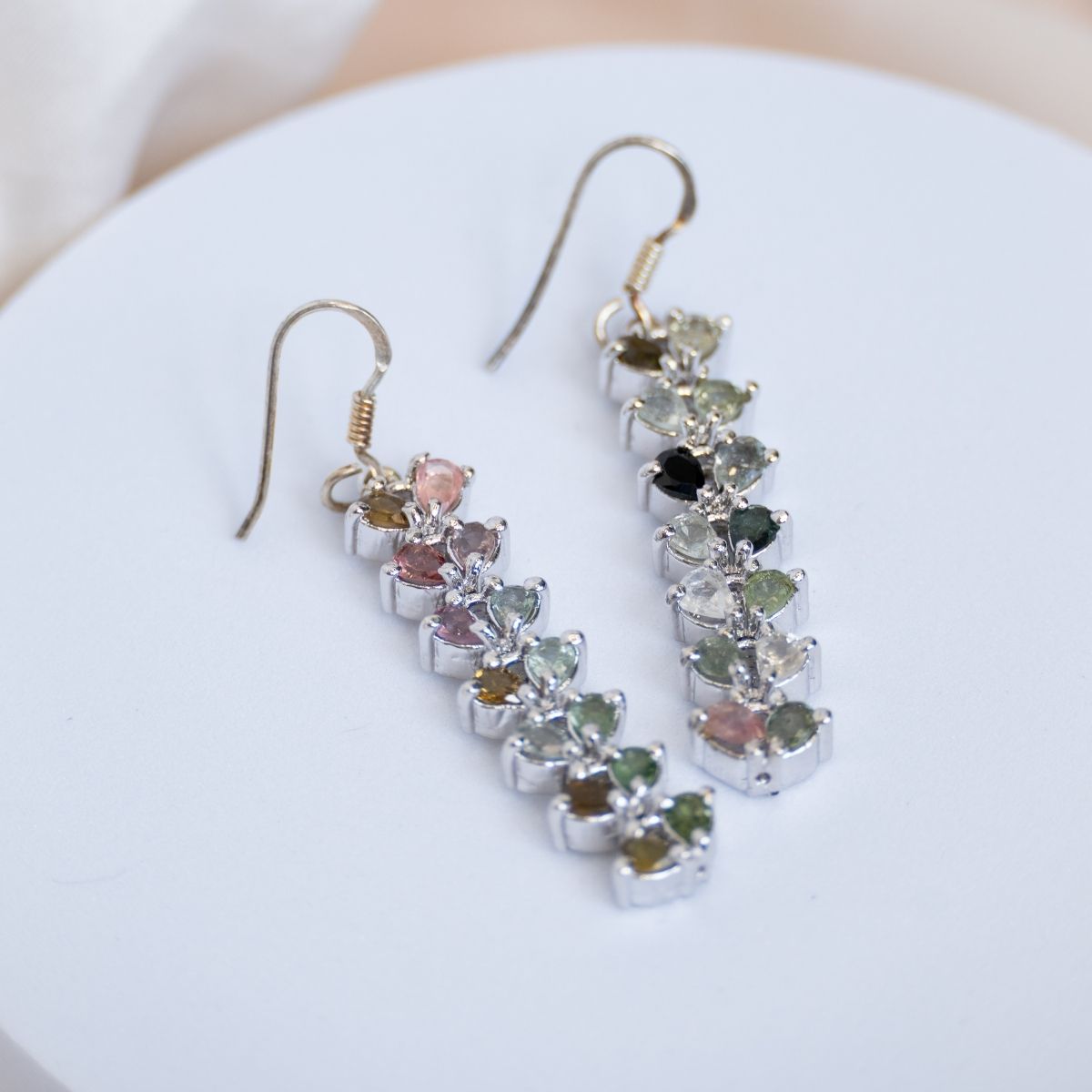 Multicoloured Tourmaline statement drop earrings