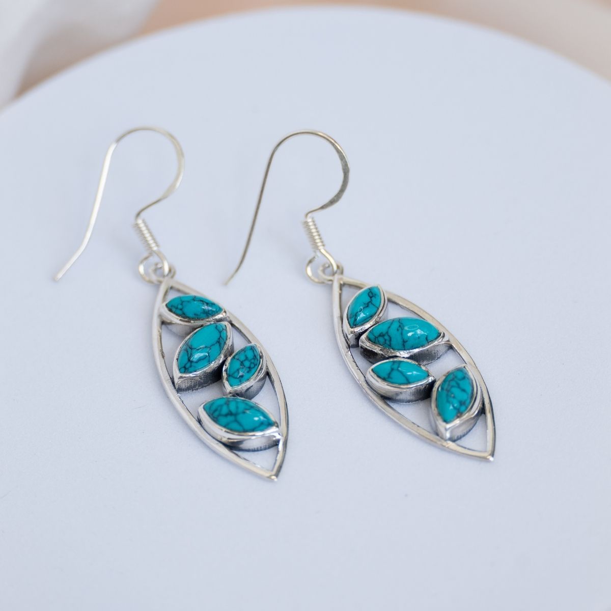 Marquise-cut Turquoise stone earrings - Terciany 