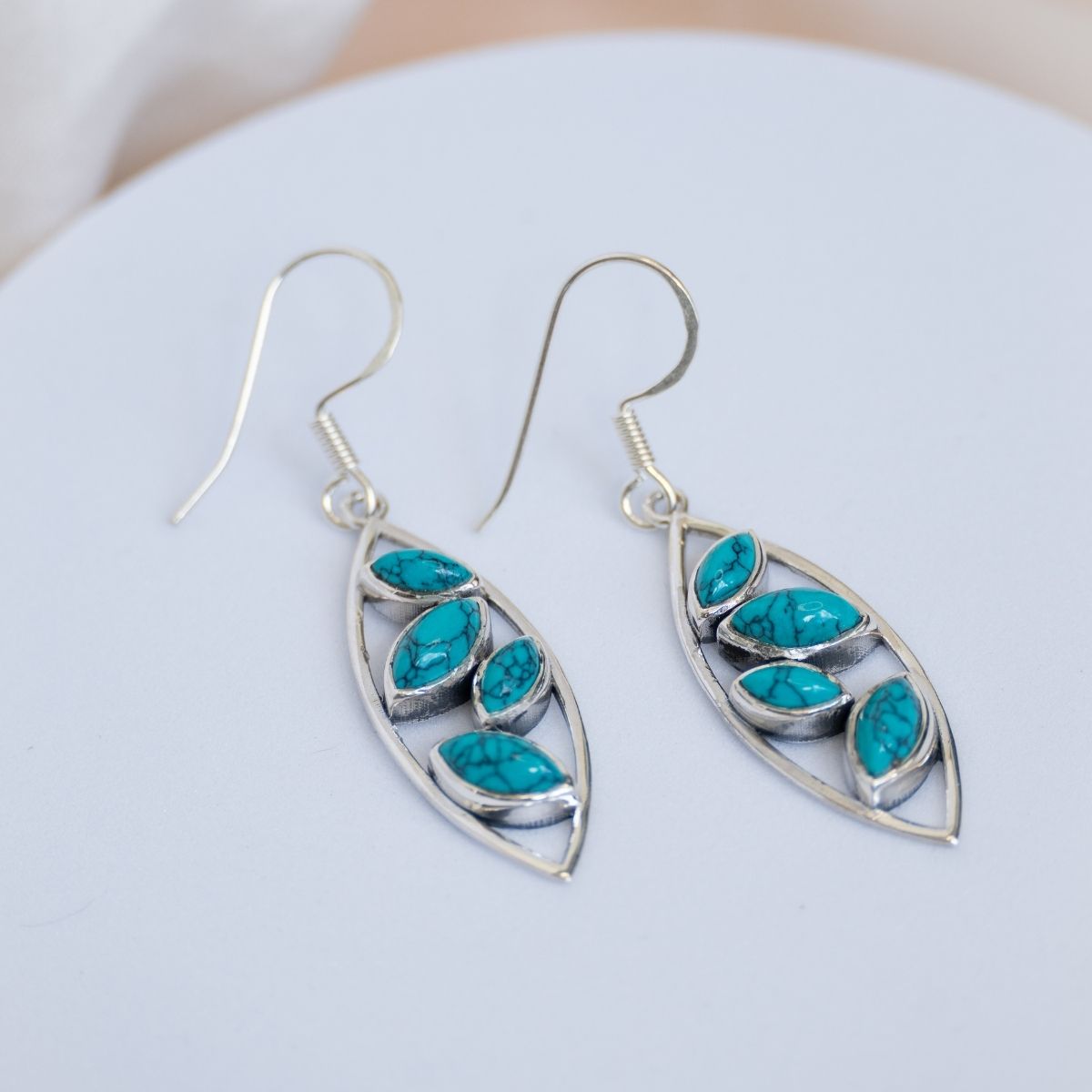 Marquise-cut Turquoise stone earrings - Terciany 