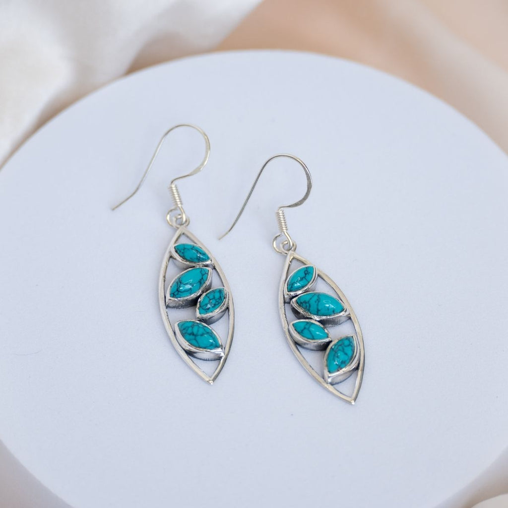 Marquise-cut Turquoise stone earrings - Terciany 