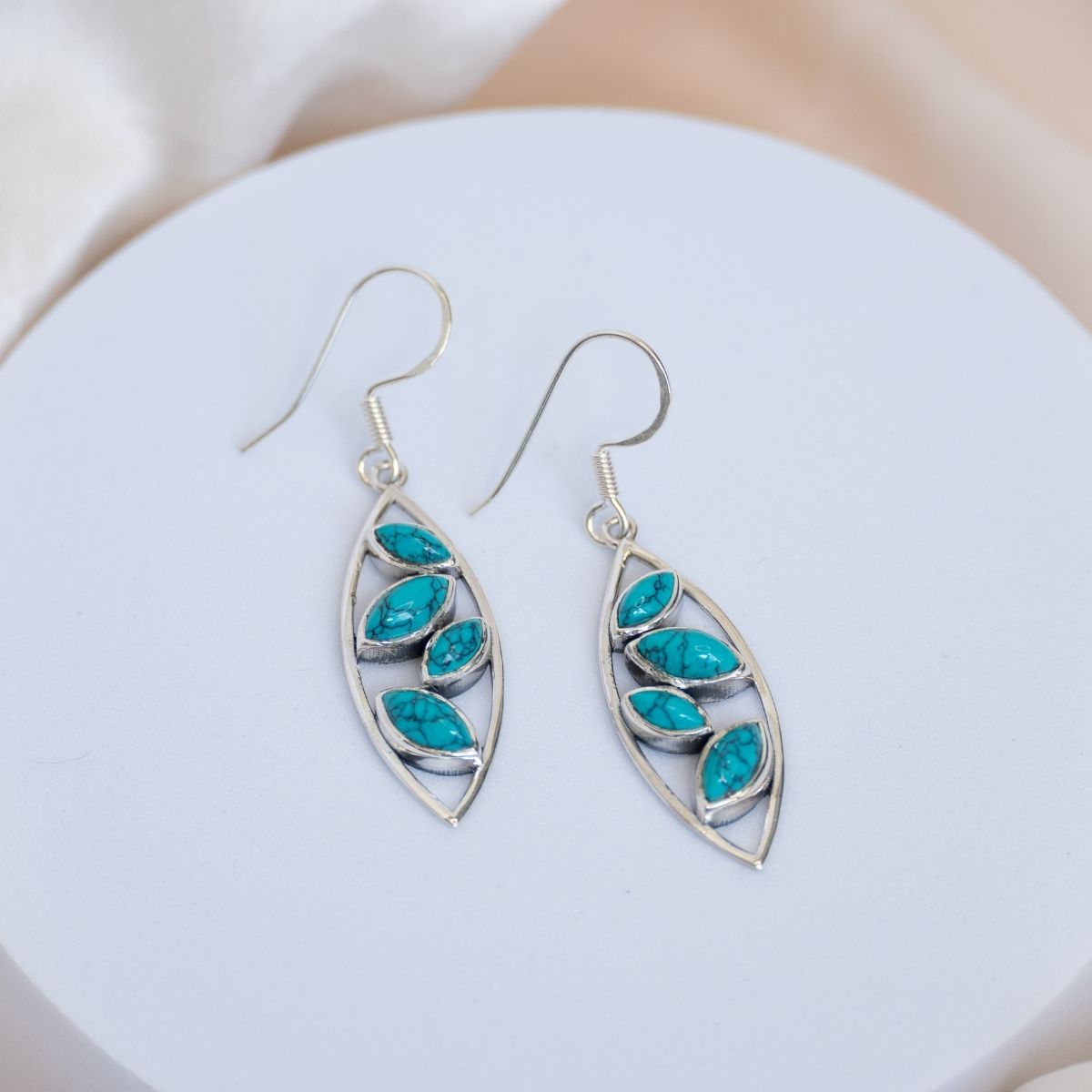 Marquise-cut Turquoise stone earrings - Terciany 