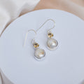Citrine and pearl drop combination earrings - Terciany 