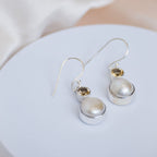 Citrine and pearl drop combination earrings - Terciany 
