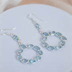 Blue Topaz circle drop earrings - Terciany 