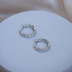Silver Huggy earrings with Zirconia detail on front sides - Terciany 