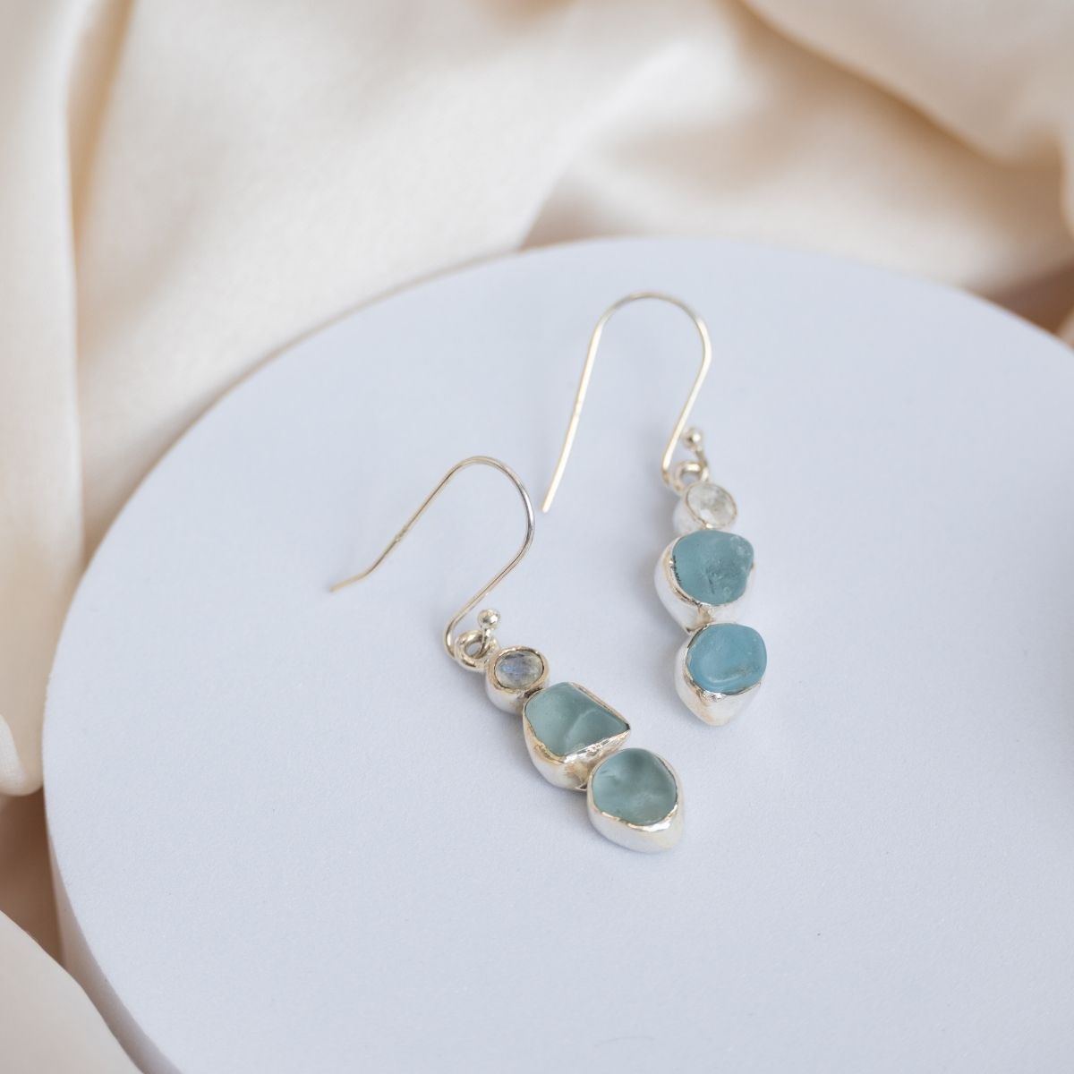 Rough Blue topaz drop earrings