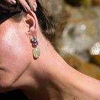 Statement semi precious stone drop earrings - Terciany 