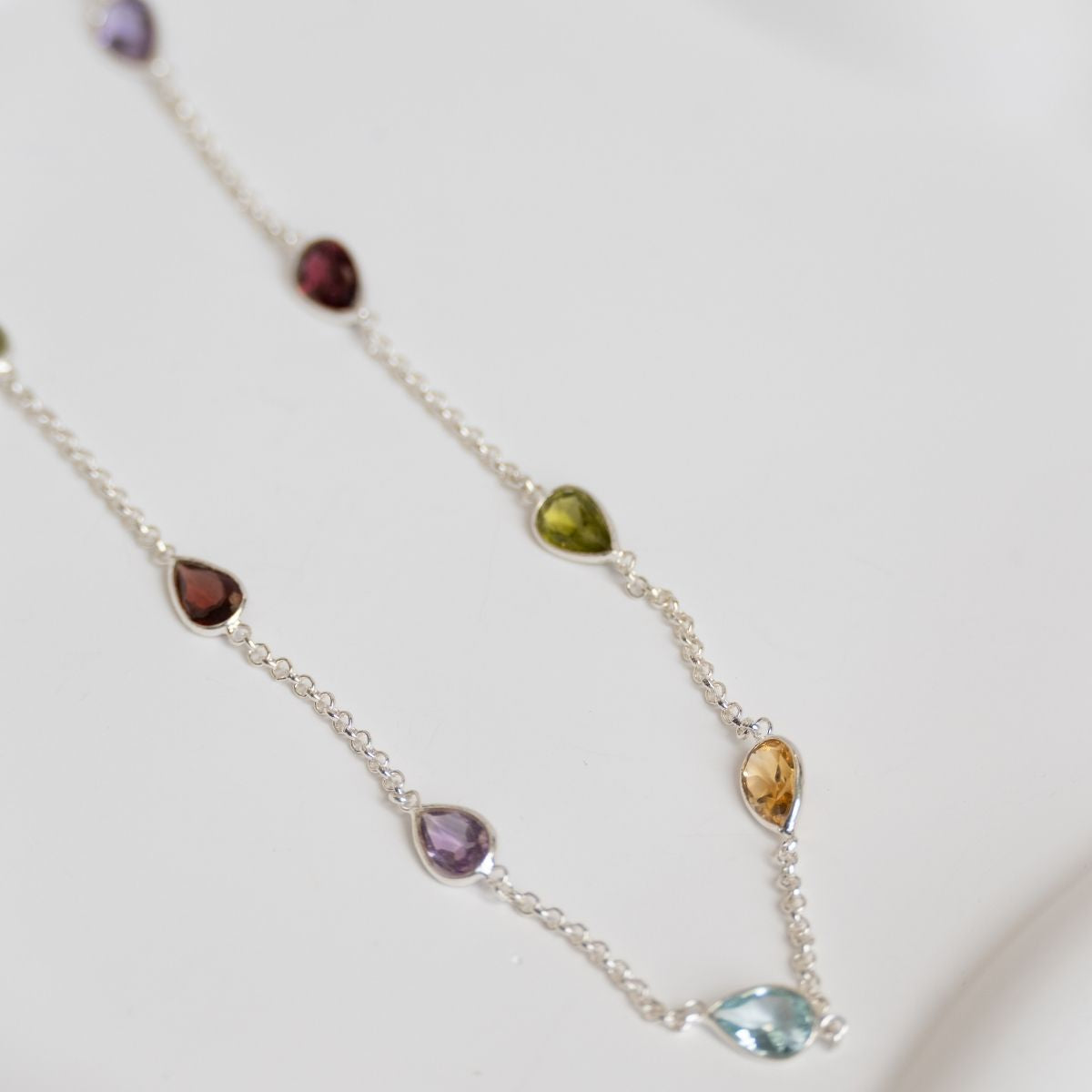 Mixture of Semi Precious teardrop stones in Necklace - Terciany 
