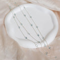 120 cm long necklace with oval Blue Topaz semi precious stones in necklace - Terciany 