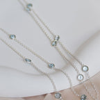 120cm long necklace with round Blue Topaz semi precious stones - Terciany 