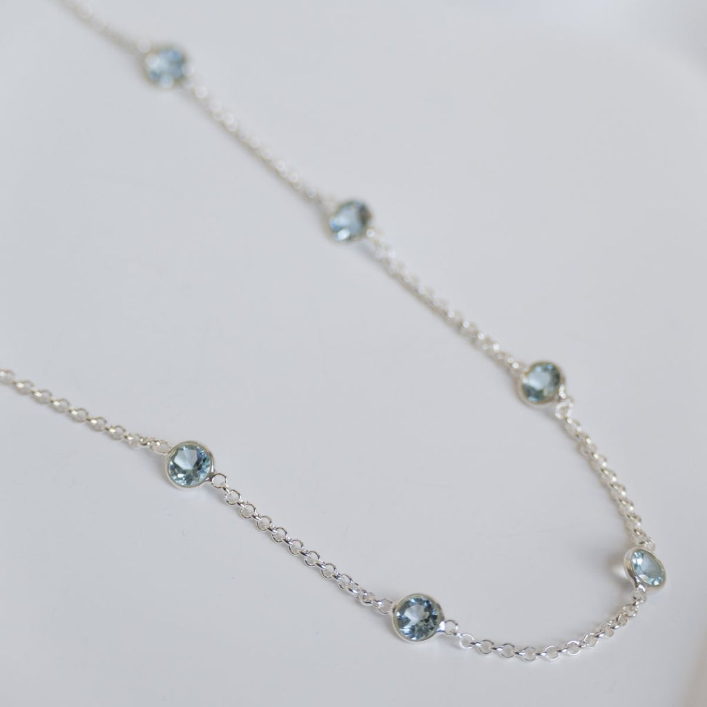 Blue Topaz Semi Precious stone necklace - Terciany 