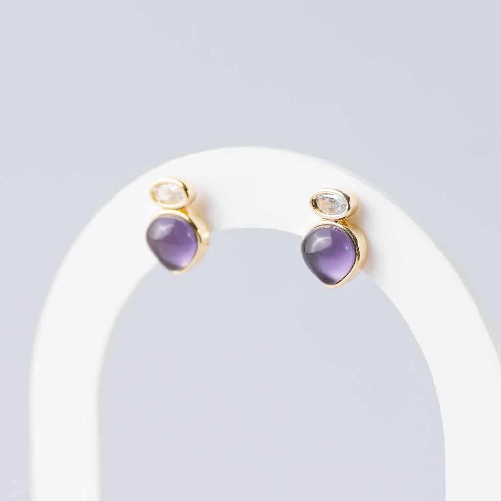 Amethyst Mineral Teardrop Stud Earrings