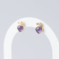 Amethyst Mineral Teardrop Stud Earrings - Terciany 