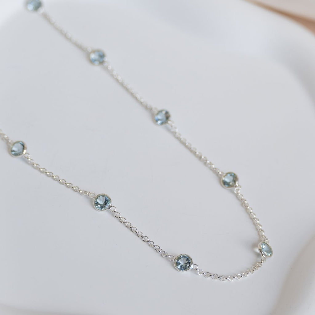 Blue Topaz Semi Precious stone necklace - Terciany 