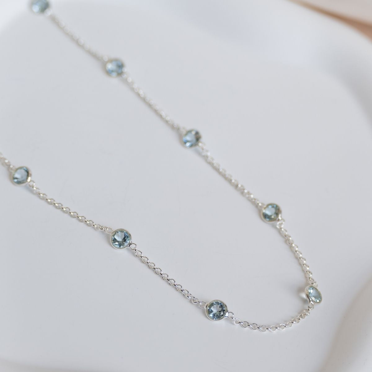 Blue Topaz Semi Precious stone necklace - Terciany 