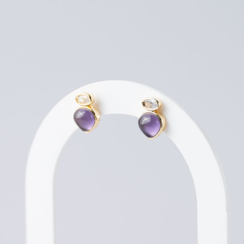Amethyst Mineral Teardrop Stud Earrings