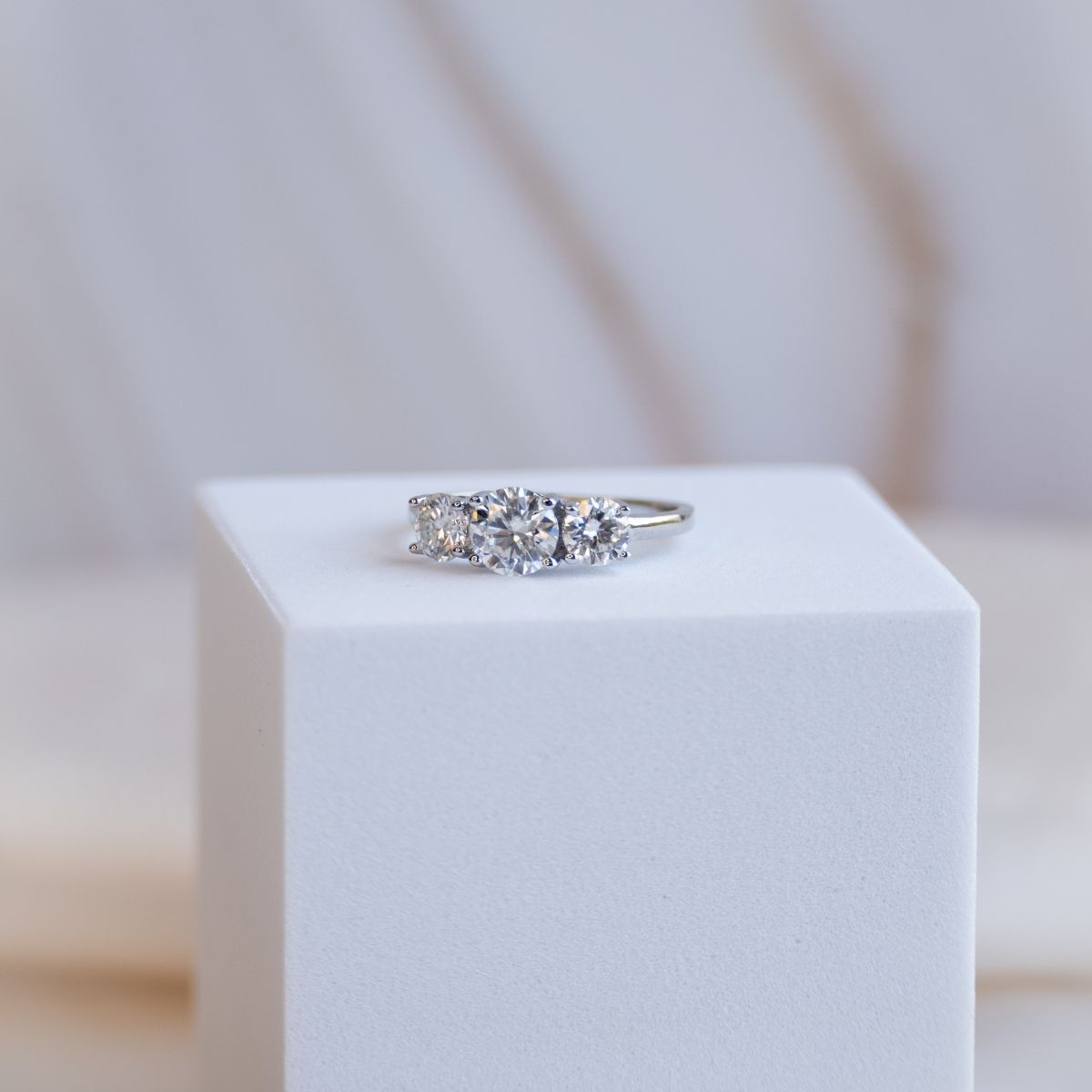 Statement ring with 6.5mm Moissanite stones (with GRA Certificate)