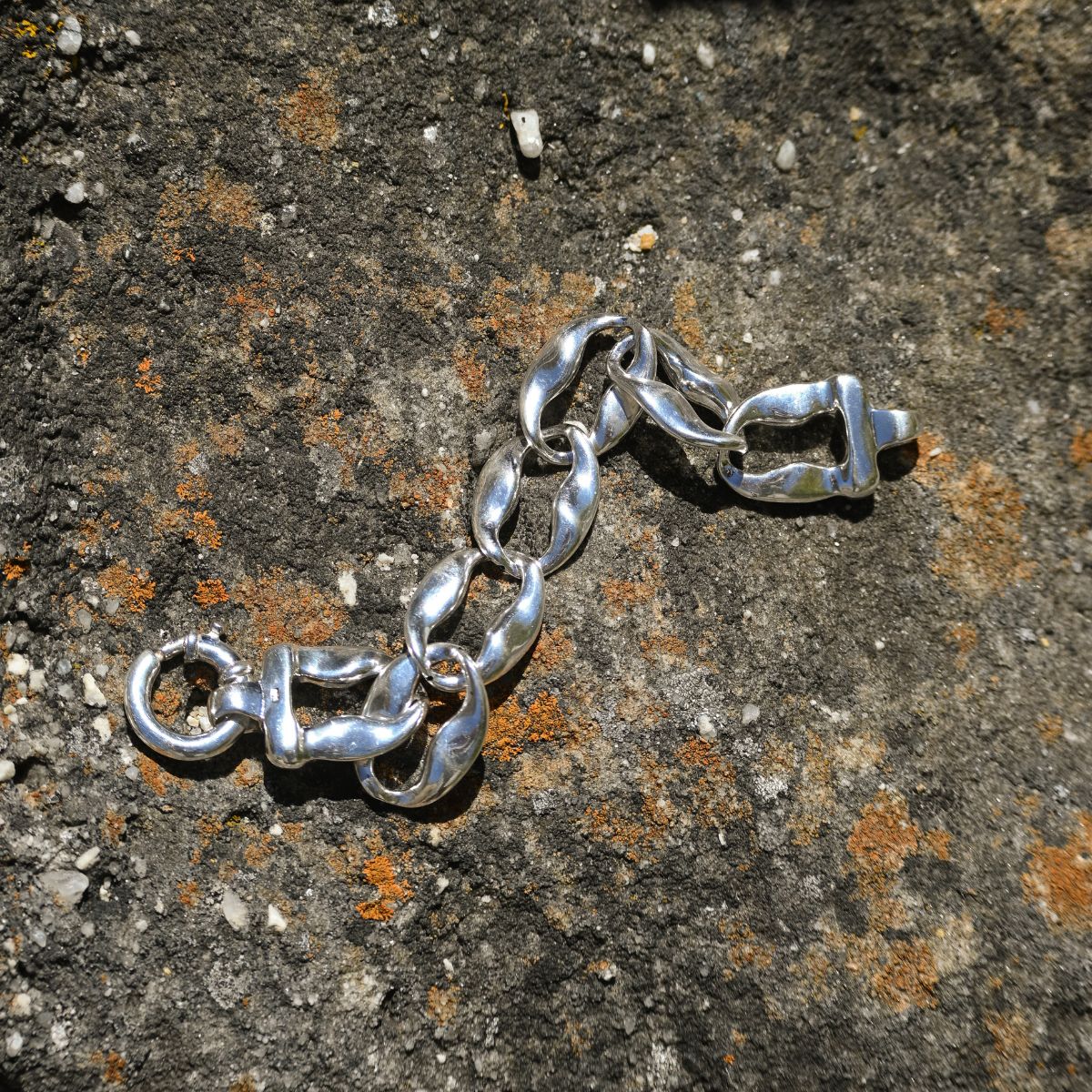 Sterling silver large square link bracelet