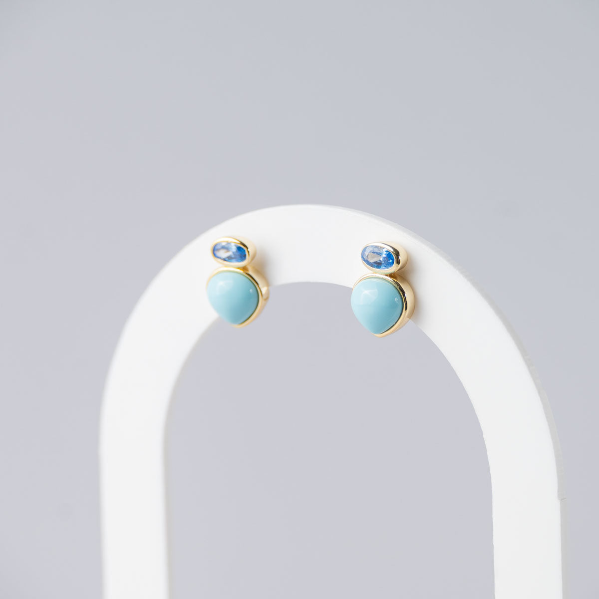Turquoise Simile Mineral Teardrop Stud Earrings