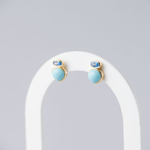Turquoise Simile Mineral Teardrop Stud Earrings - Terciany 