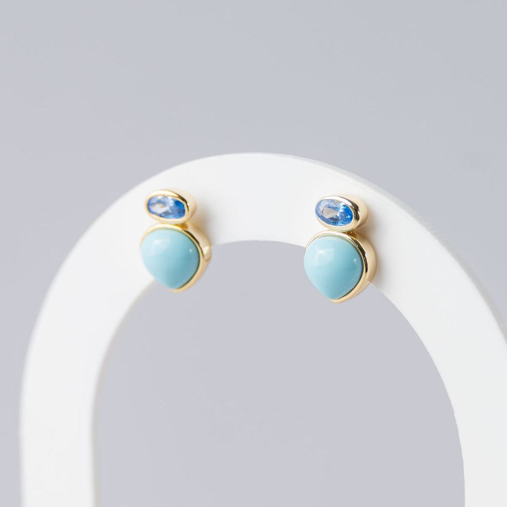 Turquoise Simile Mineral Teardrop Stud Earrings
