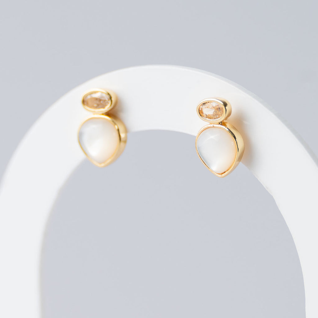 Mother of Pearl Mineral Teardrop Stud Earrings