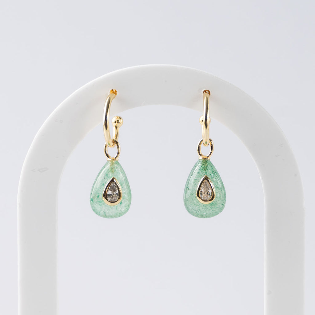 Green Strawberry Semi Precious stone Pretty woman earrings - Symbol of Growth