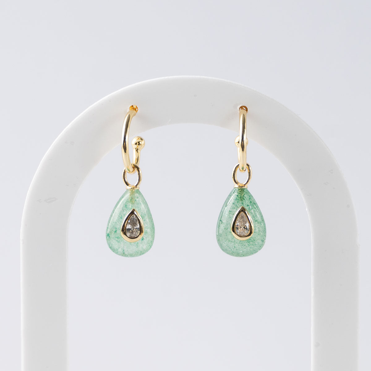 Green Strawberry Semi Precious stone Pretty woman earrings - Symbol of Growth