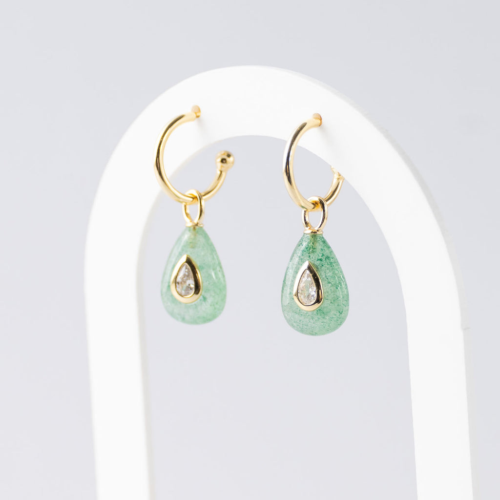 Green Strawberry Semi Precious stone Pretty woman earrings - Symbol of Growth