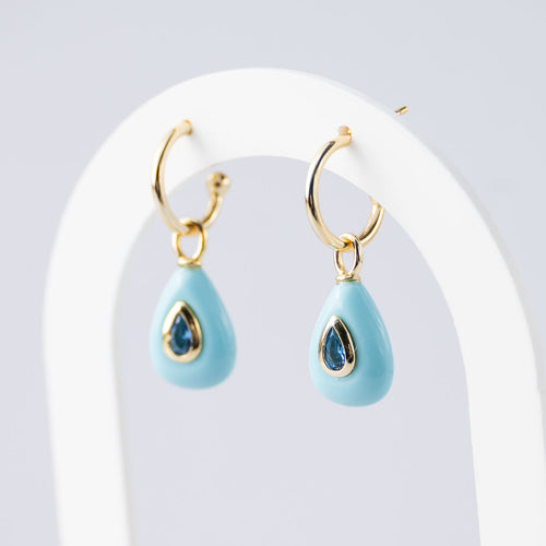 Blue Semi Precious Teardrop Necklace & Earrings Set - Terciany 