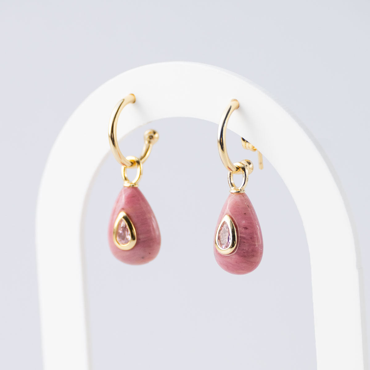 Rhodochrosite Semi Precious stone Pretty woman earrings - Symbol of love