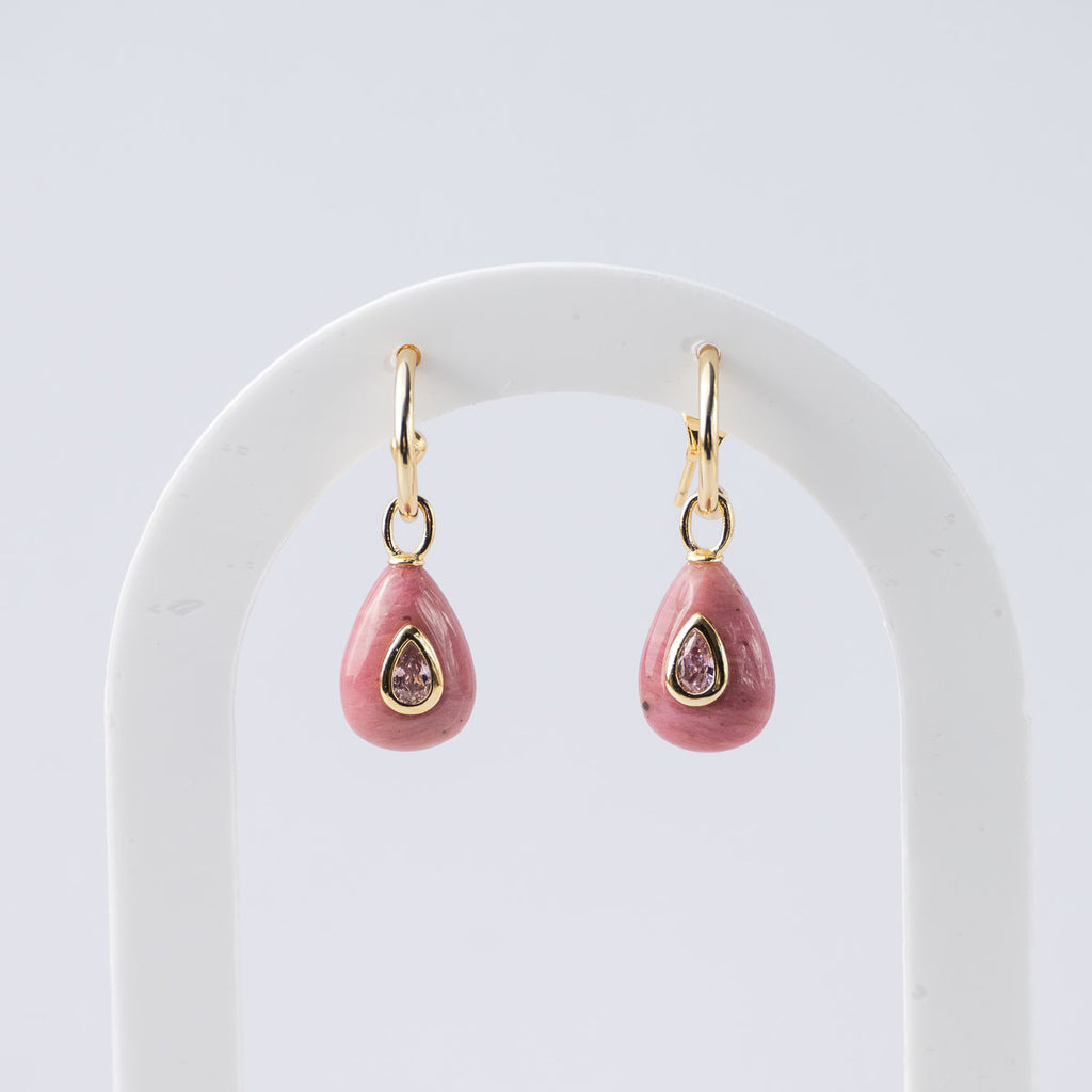 Rhodochrosite Semi Precious stone Pretty woman earrings - Symbol of love