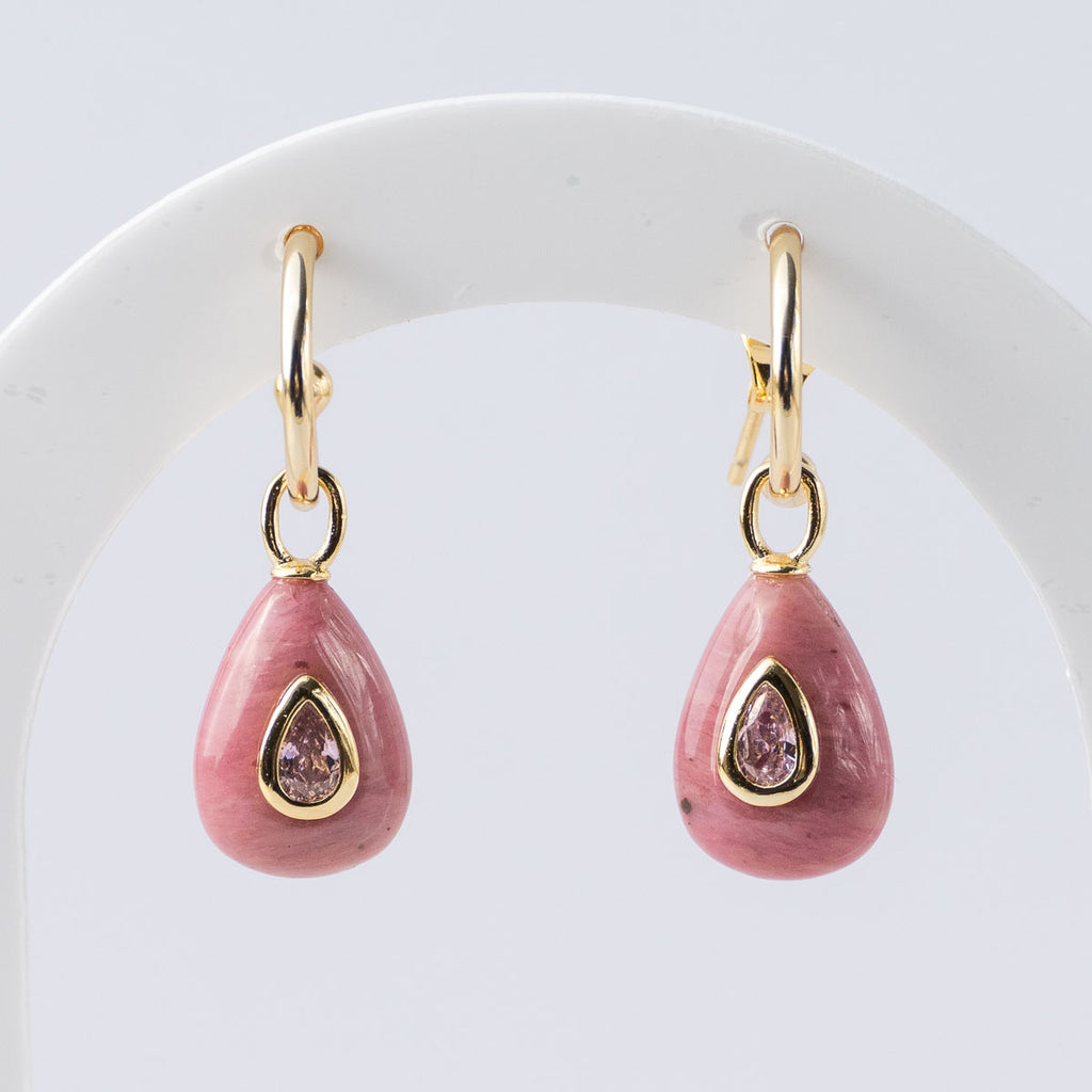 Rhodochrosite Semi Precious stone Pretty woman earrings - Symbol of love