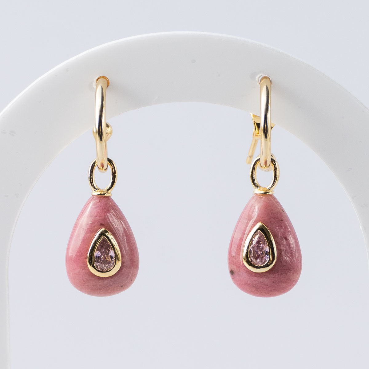 Rhodochrosite Semi Precious stone Pretty woman earrings - Symbol of love