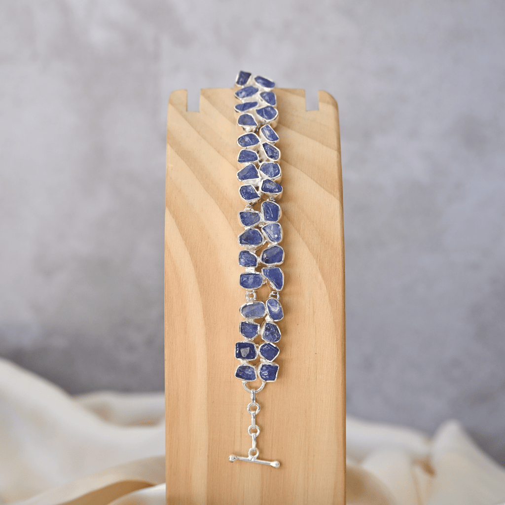 Tanzanite semi Precious stone double row bracelet