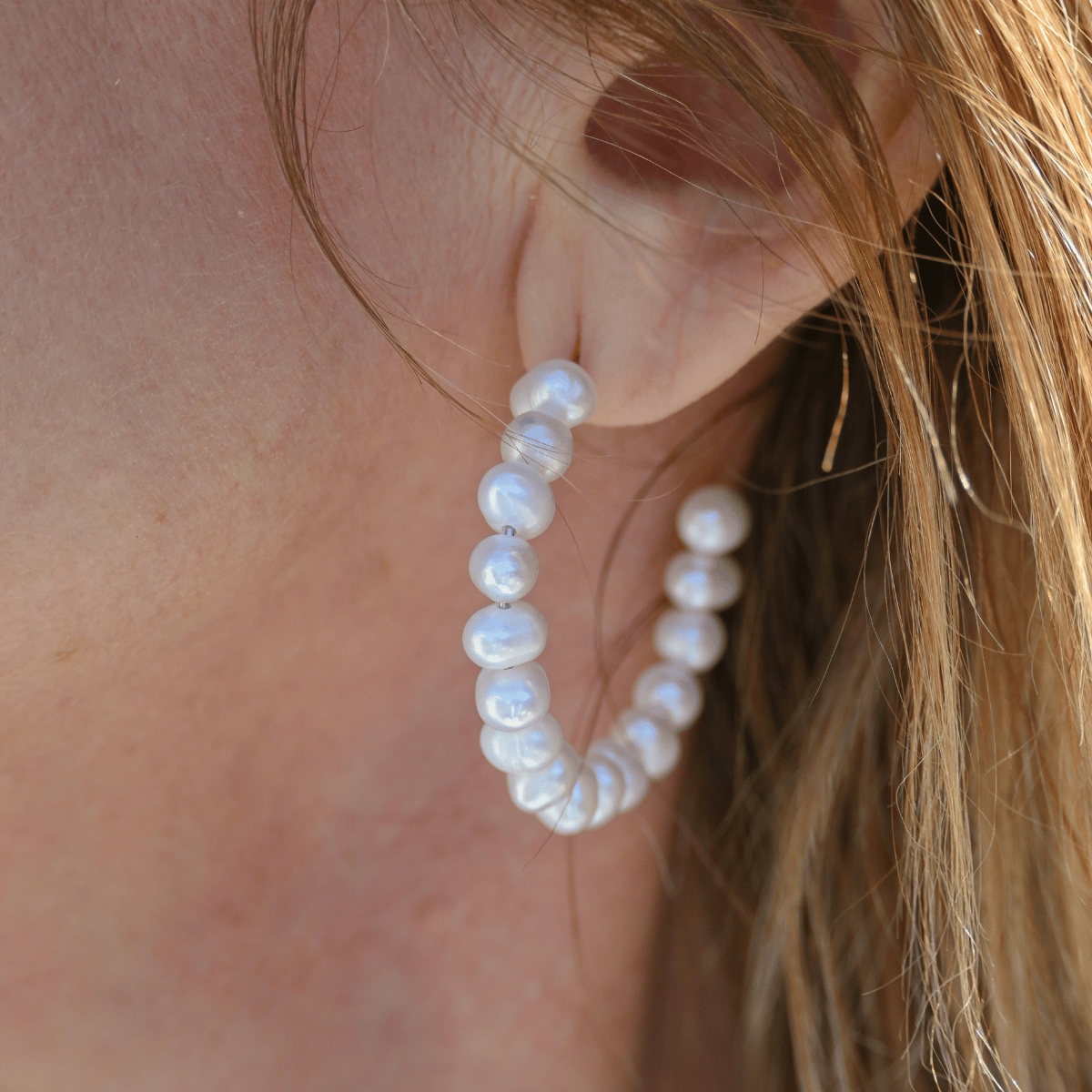 40 Mm Pearl Hoop Earrings