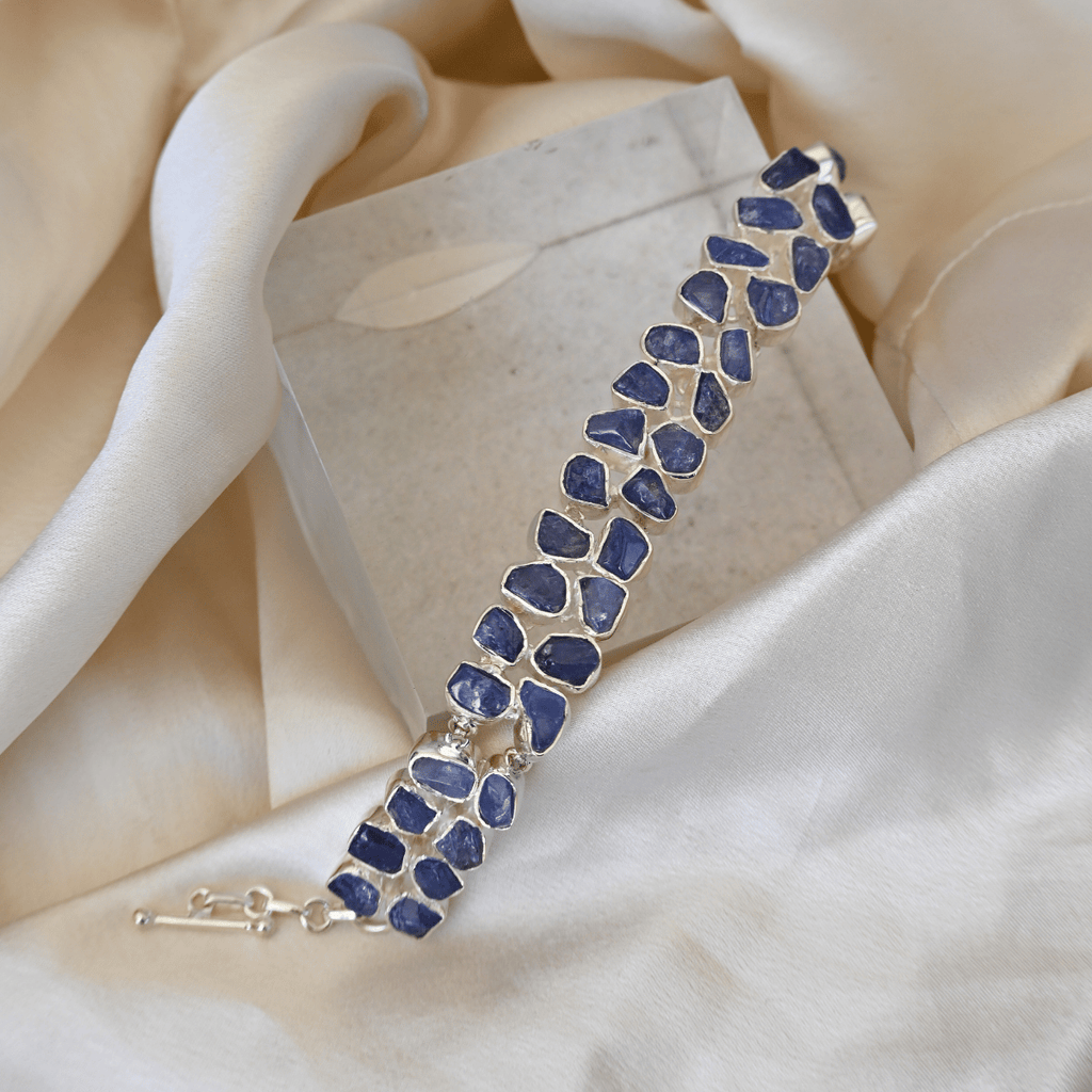Tanzanite semi Precious stone double row bracelet