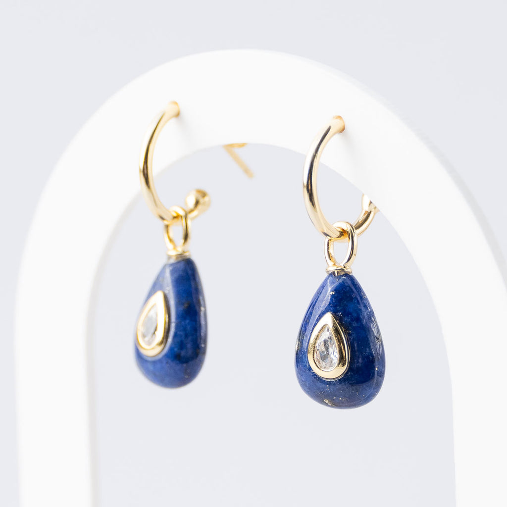 Lapis lazuli Semi Precious stone Pretty woman earrings - Symbol of Wisdom