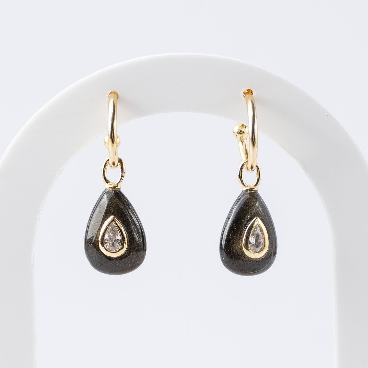 Golden Obsidian Semi Precious stone pretty woman earrings - Symbol of Protection