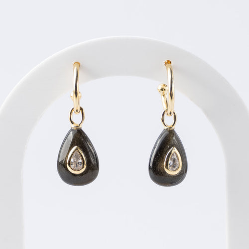 Golden Obsidian Semi Precious stone pretty woman earrings - Symbol of Protection - Terciany 