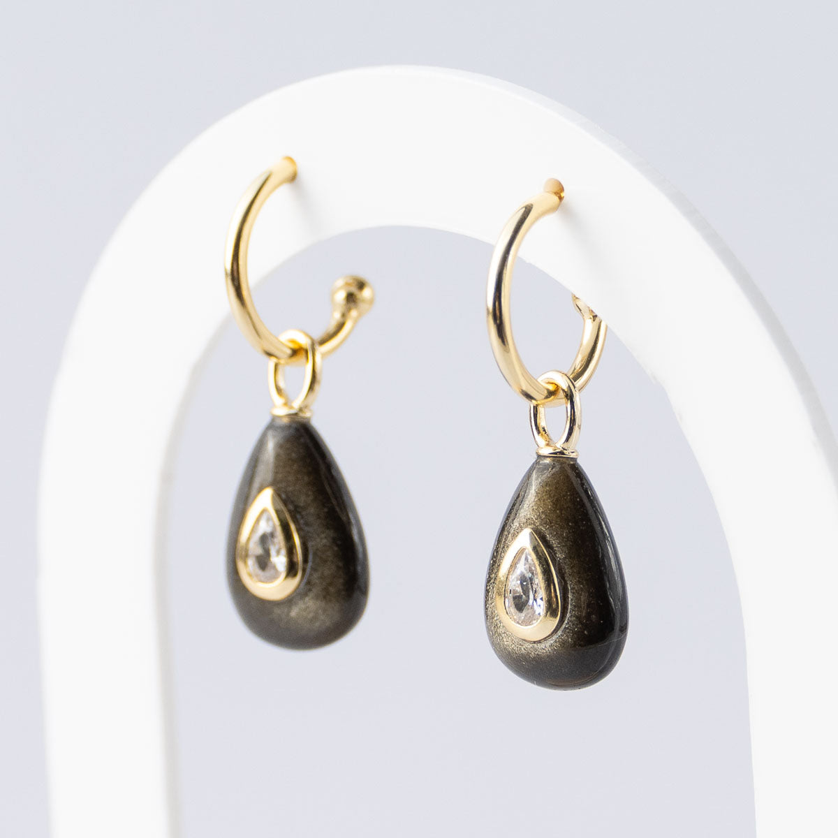 Golden Obsidian Semi Precious stone pretty woman earrings - Symbol of Protection
