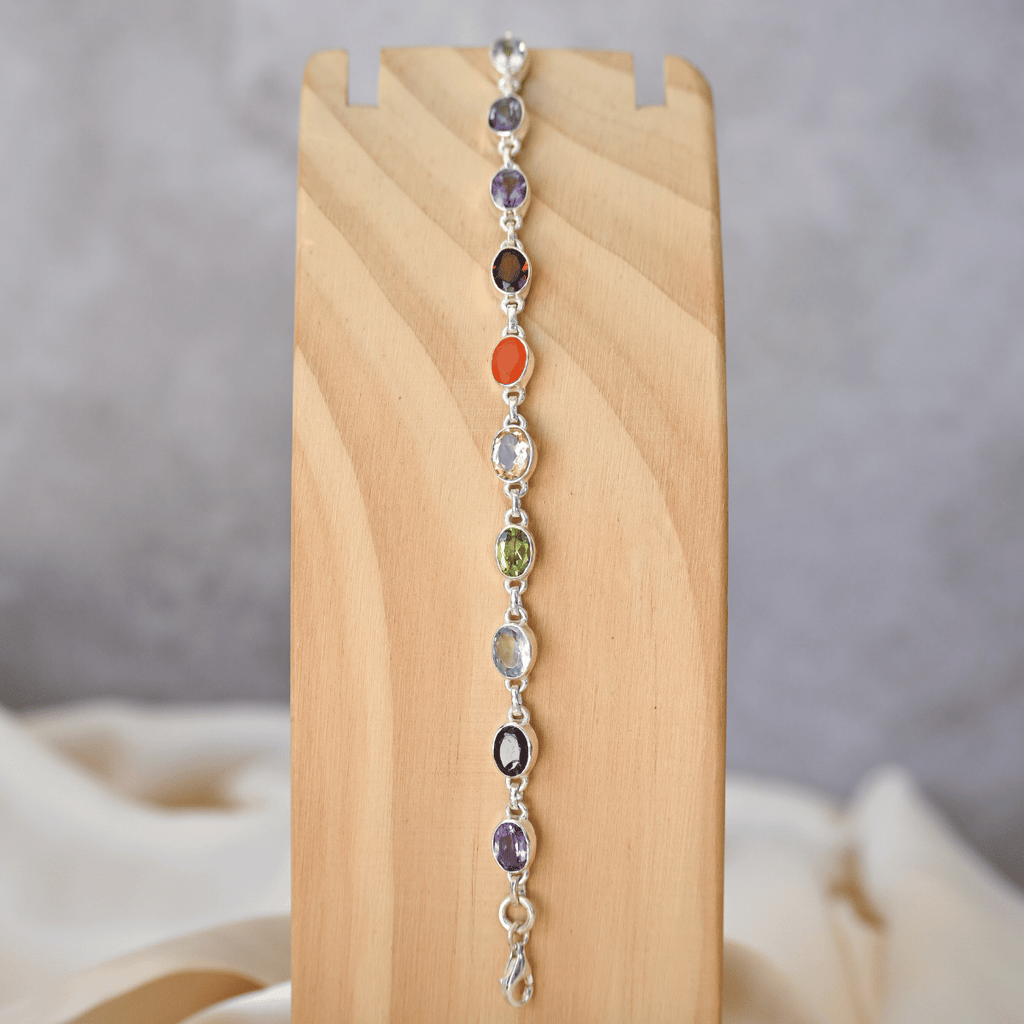 Oval Multi coloured semi precious stone bracelet