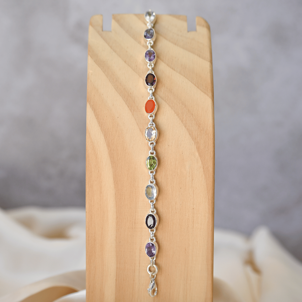 Oval Multi coloured semi precious stone bracelet