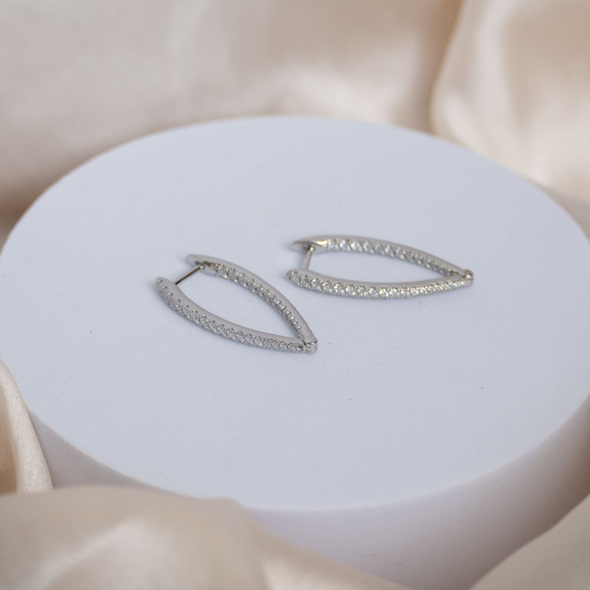 V Shaped Huggy earrings with Zirconia Pave