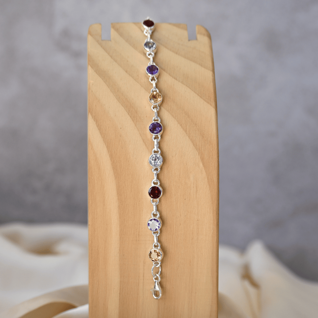Round Semi precious stones multi coloured bracelet