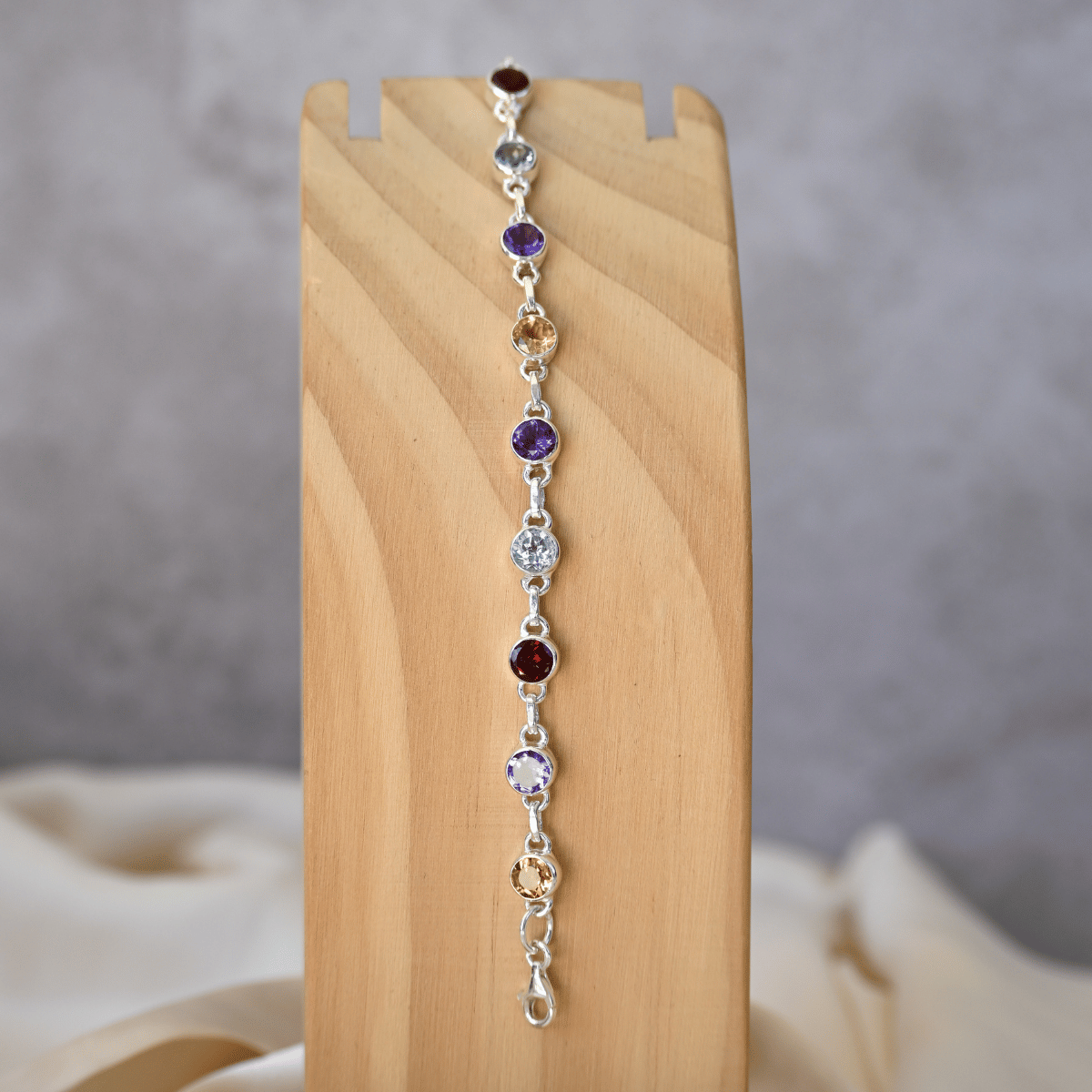 Round Semi precious stones multi coloured bracelet