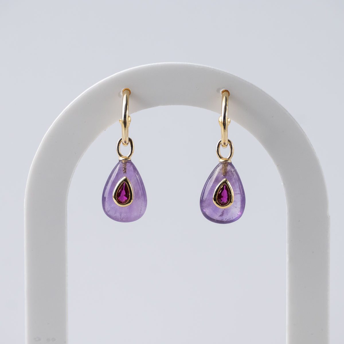 Amethyst Semi Precious Stone pretty woman earrings - Symbol of Serenity