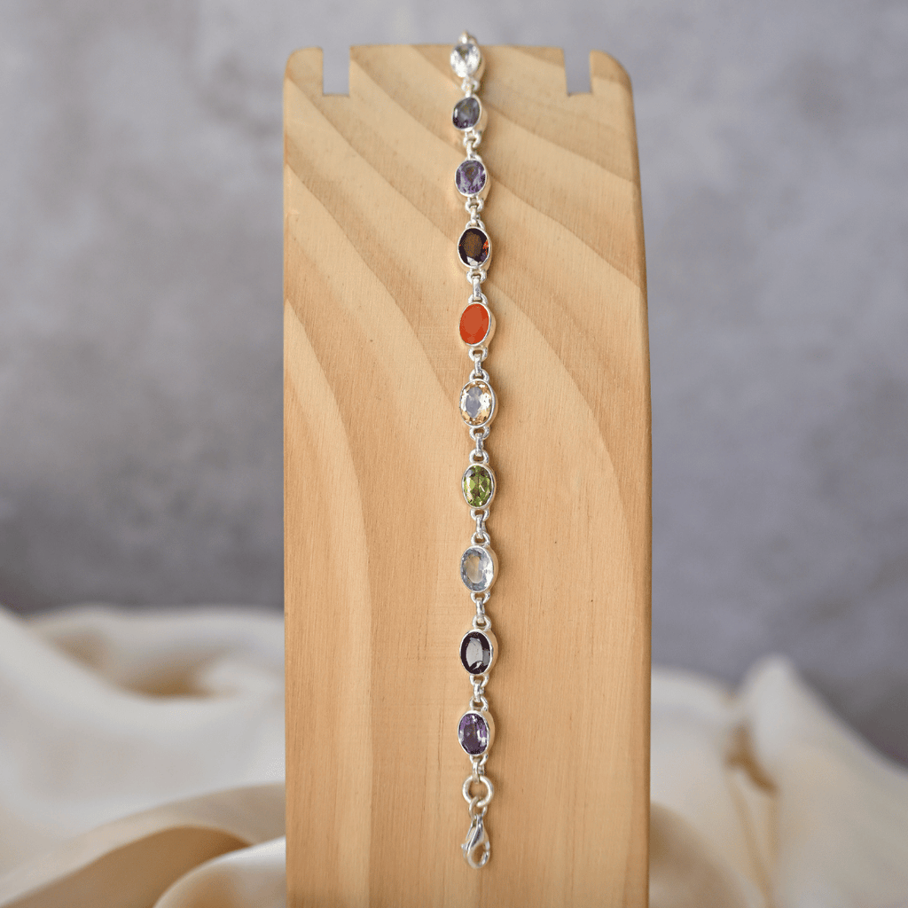 Oval Multi coloured semi precious stone bracelet