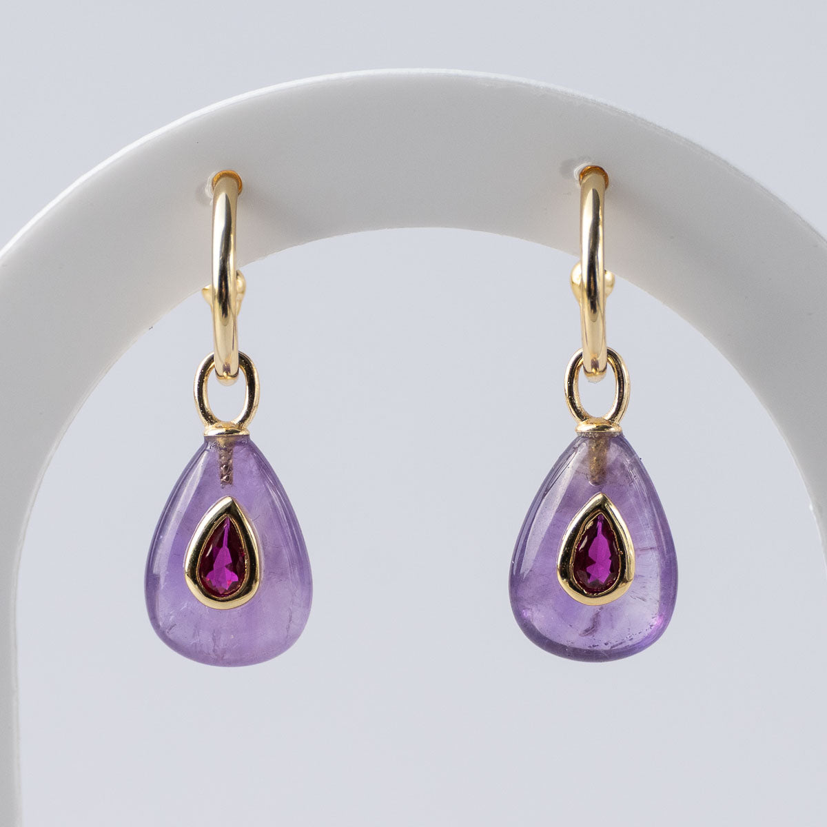 Amethyst Semi Precious Stone pretty woman earrings - Symbol of Serenity